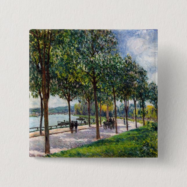 Alfred Sisley - Allee of Chestnut Trees 15 Cm Square Badge (Front)