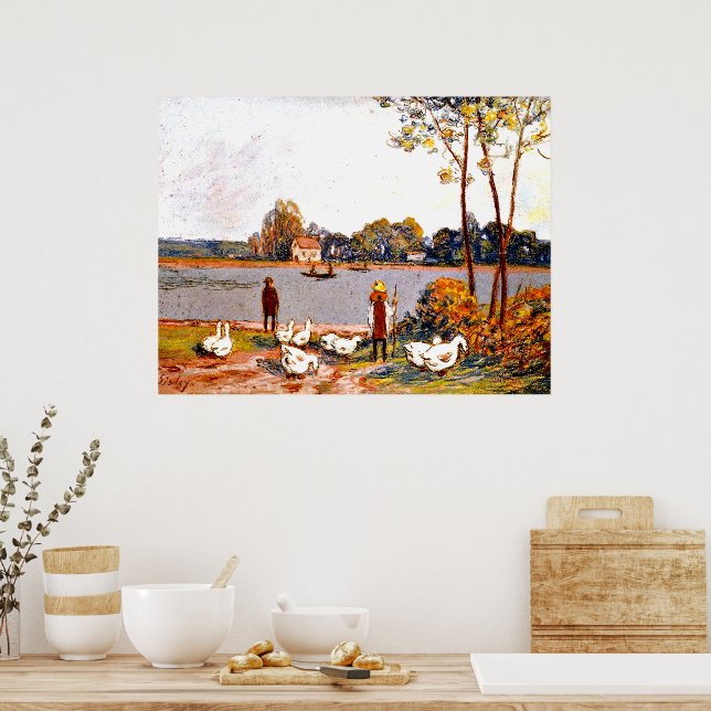 Alfred Sisley art: By The River Loing, Poster (Kitchen)