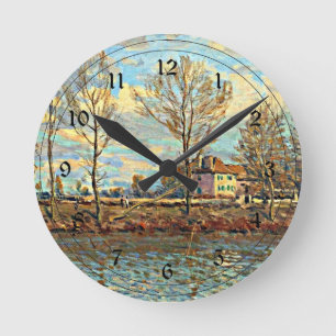 Alfred Sisley art - Grand Jatte Round Clock