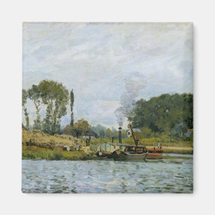 Alfred Sisley Boats at the lock at Bougival Magnet