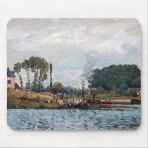 Alfred Sisley - Boats at the Lock at Bougival Mouse Mat