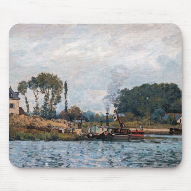 Alfred Sisley - Boats at the Lock at Bougival Mouse Mat (Front)