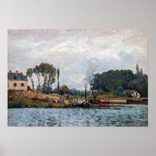 Alfred Sisley - Boats at the Lock at Bougival Poster