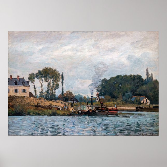 Alfred Sisley - Boats at the Lock at Bougival Poster (Front)
