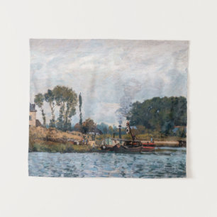 Alfred Sisley - Boats at the Lock at Bougival Tapestry