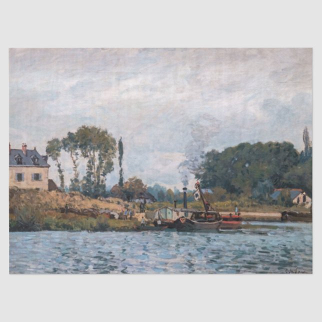 Alfred Sisley - Boats at the Lock at Bougival Tissue Paper (Front)