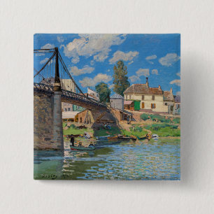 Alfred Sisley - Bridge at Villeneuve-la-Garenne 15 Cm Square Badge