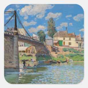 Alfred Sisley - Bridge at Villeneuve-la-Garenne Square Sticker