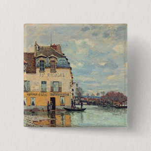 Alfred Sisley - Flood at Port-Marly 1872 15 Cm Square Badge