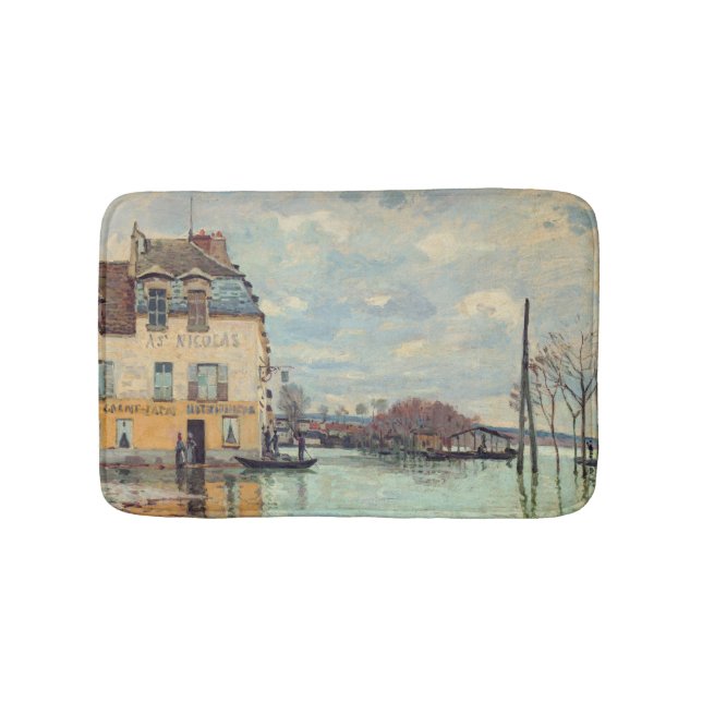 Alfred Sisley - Flood at Port-Marly 1872 Bath Mat (Front)