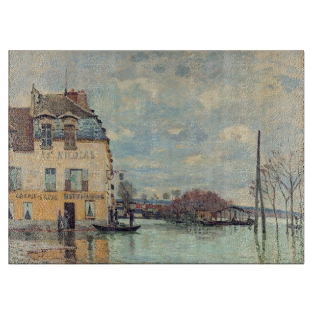 Alfred Sisley - Flood at Port-Marly 1872 Cutting Board (Front)