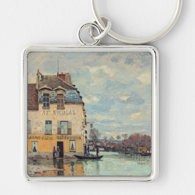 Alfred Sisley - Flood at Port-Marly 1872 Key Ring (Front)