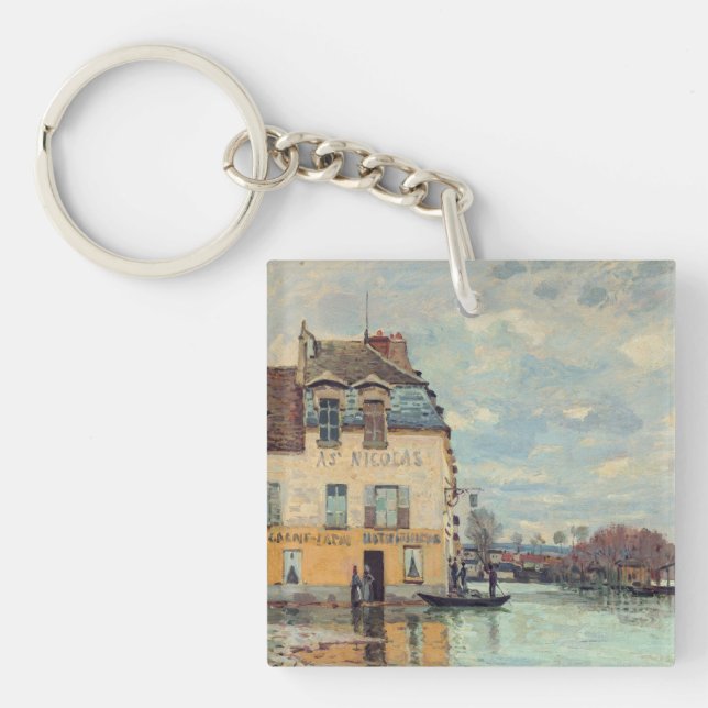 Alfred Sisley - Flood at Port-Marly 1872 Key Ring (Front)