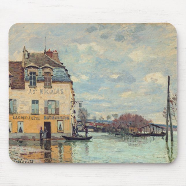 Alfred Sisley - Flood at Port-Marly 1872 Mouse Mat (Front)