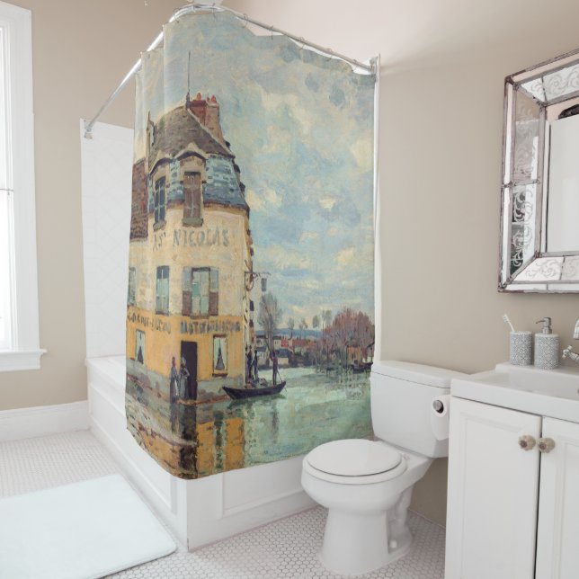 Alfred Sisley - Flood at Port-Marly 1872 Shower Curtain (In Situ)