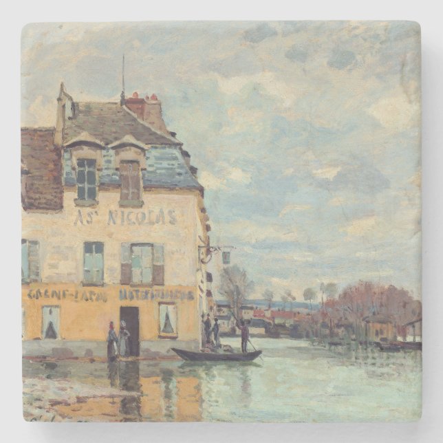 Alfred Sisley - Flood at Port-Marly 1872 Stone Coaster (Front)