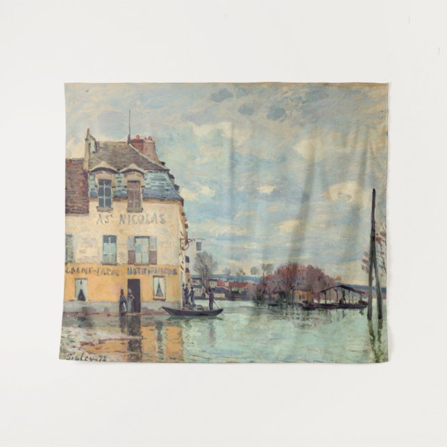 Alfred Sisley - Flood at Port-Marly 1872 Tapestry (Front (Horizontal))
