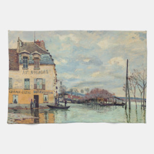 Alfred Sisley - Flood at Port-Marly 1872 Tea Towel