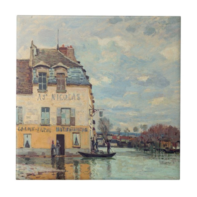 Alfred Sisley - Flood at Port-Marly 1872 Tile (Front)