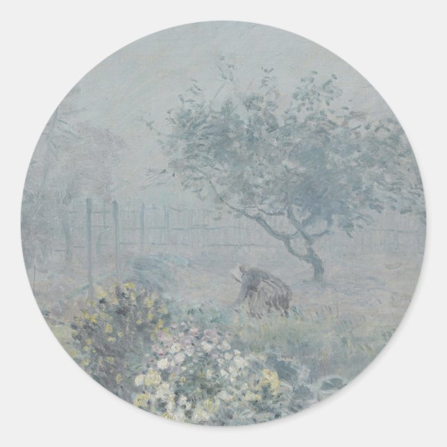Alfred Sisley - Fog, Voisins Classic Round Sticker (Front)