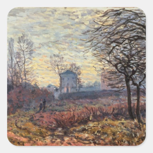Alfred Sisley | Landscape near Louveciennes Square Sticker (Front)