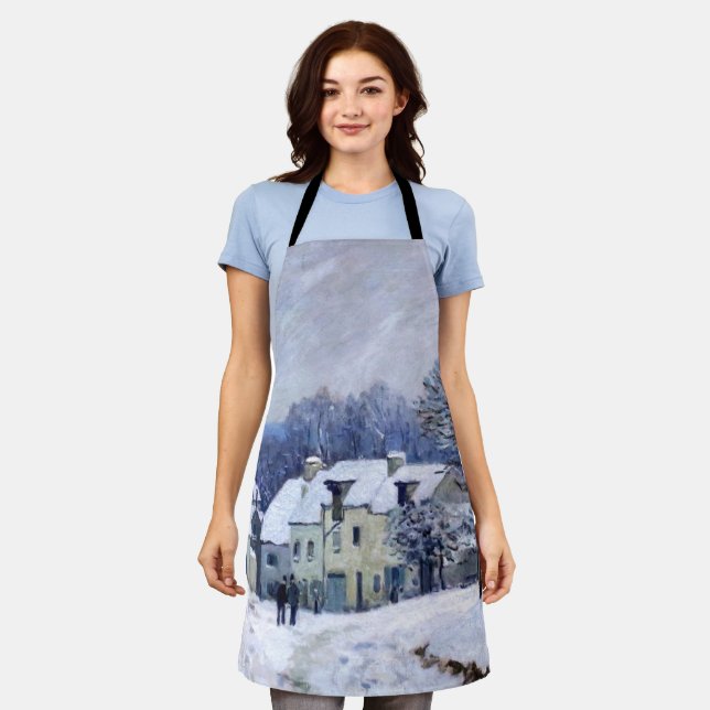 Alfred Sisley - Place Chenil in Marly, Snow Effect Apron (Worn)