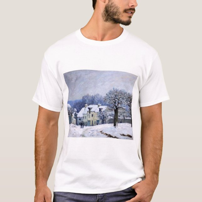 Alfred Sisley - Place Chenil in Marly, Snow Effect T-Shirt (Front)