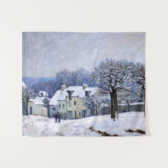 Alfred Sisley - Place Chenil in Marly, Snow Effect Tapestry (Front (Horizontal))