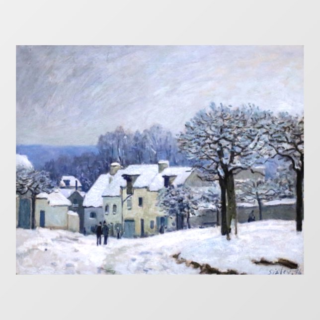 Alfred Sisley - Place Chenil in Marly, Snow Effect Window Cling (Sheet)