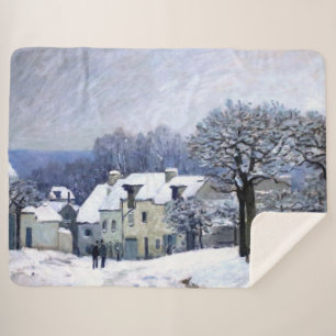 Alfred Sisley Place du Chenil in Marly, snow  Sherpa Blanket