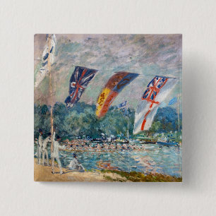 Alfred Sisley - Regatta at Molesey 15 Cm Square Badge