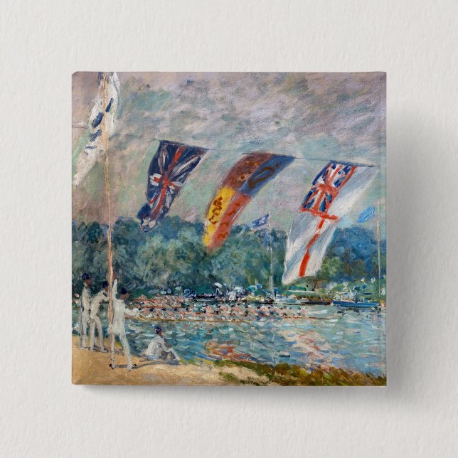 Alfred Sisley - Regatta at Molesey 15 Cm Square Badge (Front)