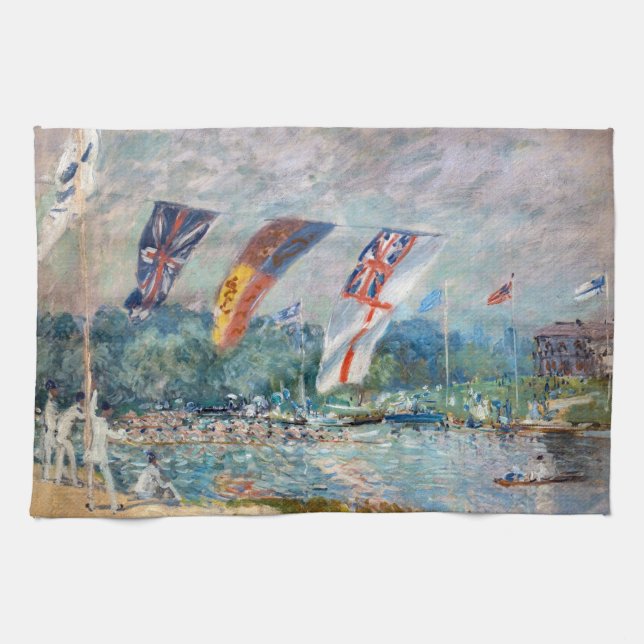 Alfred Sisley - Regatta at Molesey Tea Towel (Horizontal)