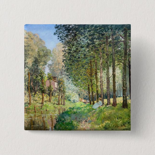 Alfred Sisley - Rest along the Stream 15 Cm Square Badge (Front)