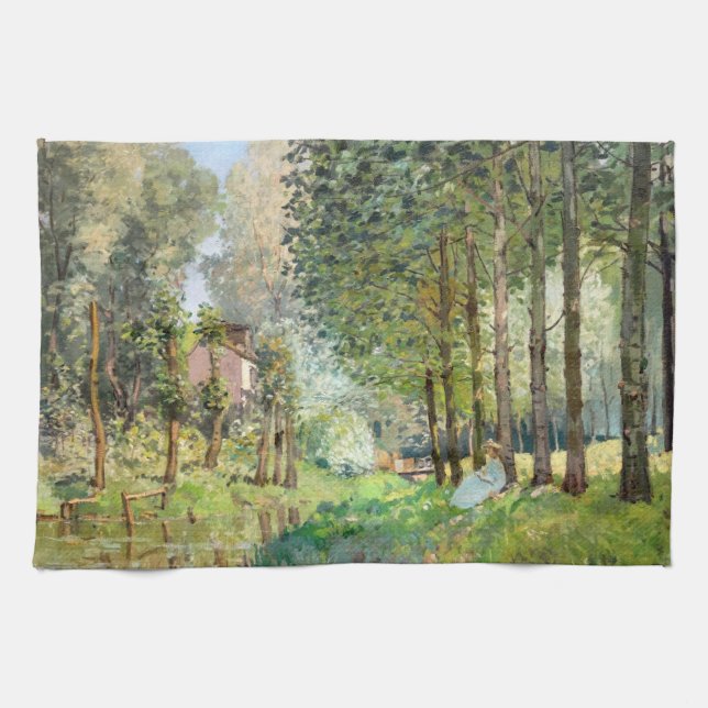 Alfred Sisley - Rest along the Stream Tea Towel (Horizontal)