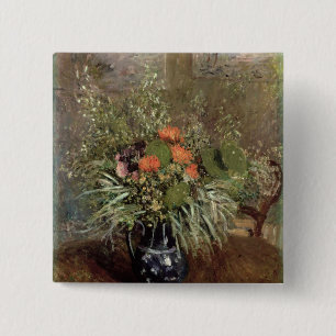 Alfred Sisley   Still Life of Wild Flowers 15 Cm Square Badge