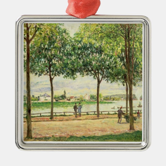 Alfred Sisley | Street of Spanish Chestnut Trees Metal Tree Decoration (Front)
