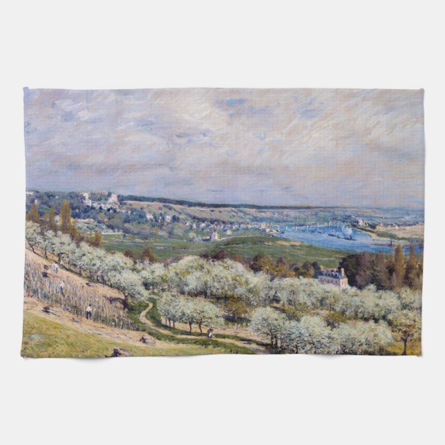Alfred Sisley - Terrace at Saint-Germain, Spring Tea Towel (Horizontal)