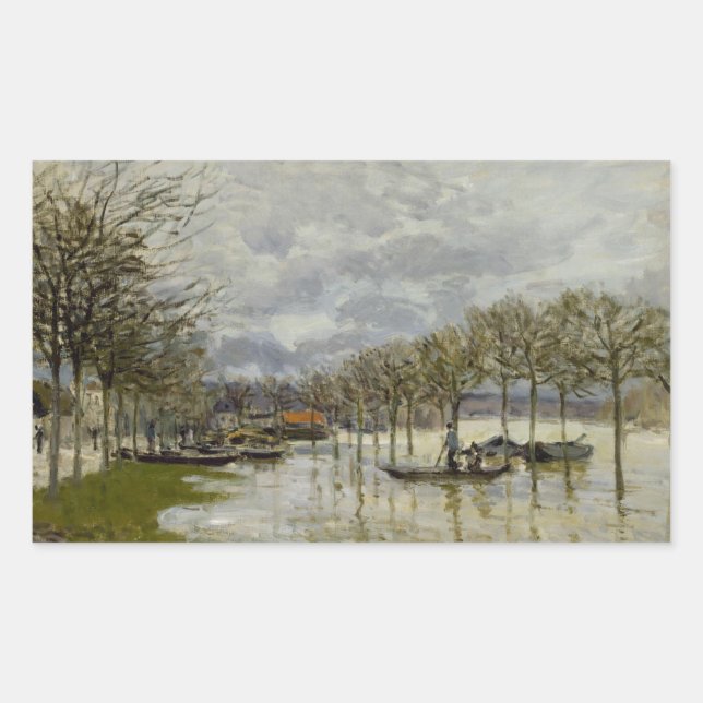 Alfred Sisley - The Flood on the Road Rectangular Sticker (Front)