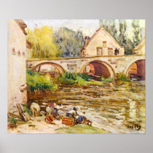 Alfred Sisley - The laundresses by Moret Poster