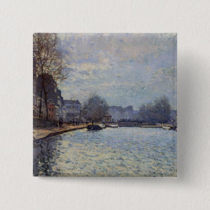 Alfred Sisley View of the Canal St-Martin, Paris 15 Cm Square Badge