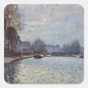 Alfred Sisley View of the Canal St-Martin, Paris Square Sticker