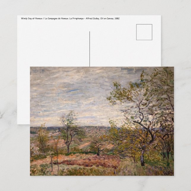Alfred Sisley - Windy Day at Veneux Postcard (Front/Back)