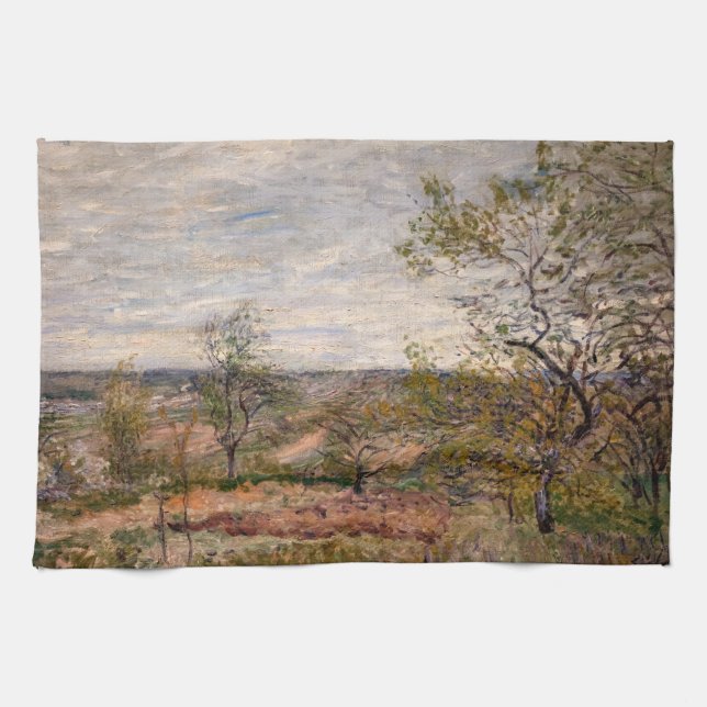 Alfred Sisley - Windy Day at Veneux Tea Towel (Horizontal)