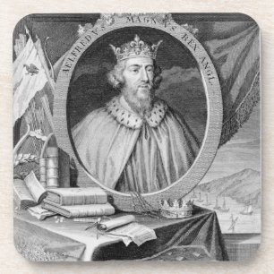 Alfred the Great (849-99) King of Wessex, engraved Coaster
