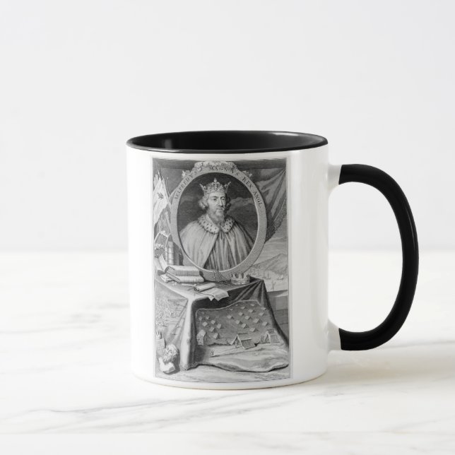 Alfred the Great (849-99) King of Wessex, engraved Mug (Right)