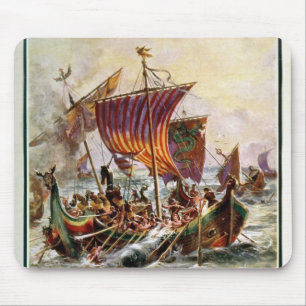 Alfred's galleys attacking the Viking Dragon Mouse Mat