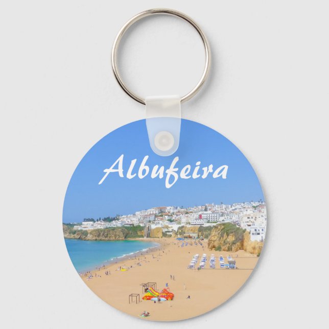 Algarve Albufeira Beach in Portugal Souvenir Key Ring (Front)