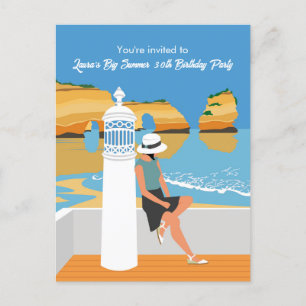 Algarve beach girl big birthday party invitation postcard
