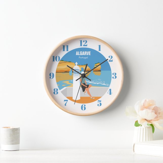 Algarve beach girl travel vintage style  clock (Home)